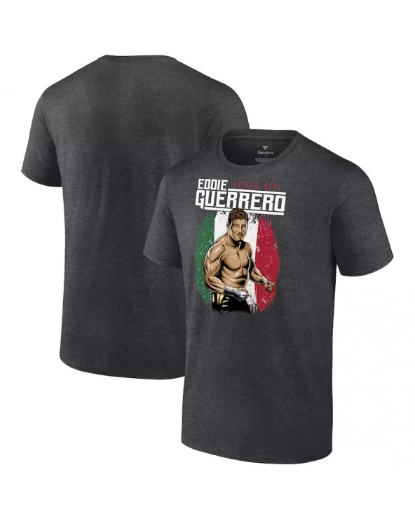 Men's Charcoal Eddie Guerrero Latino Heat Portrait T-Shirt $7.68 T-Shirts