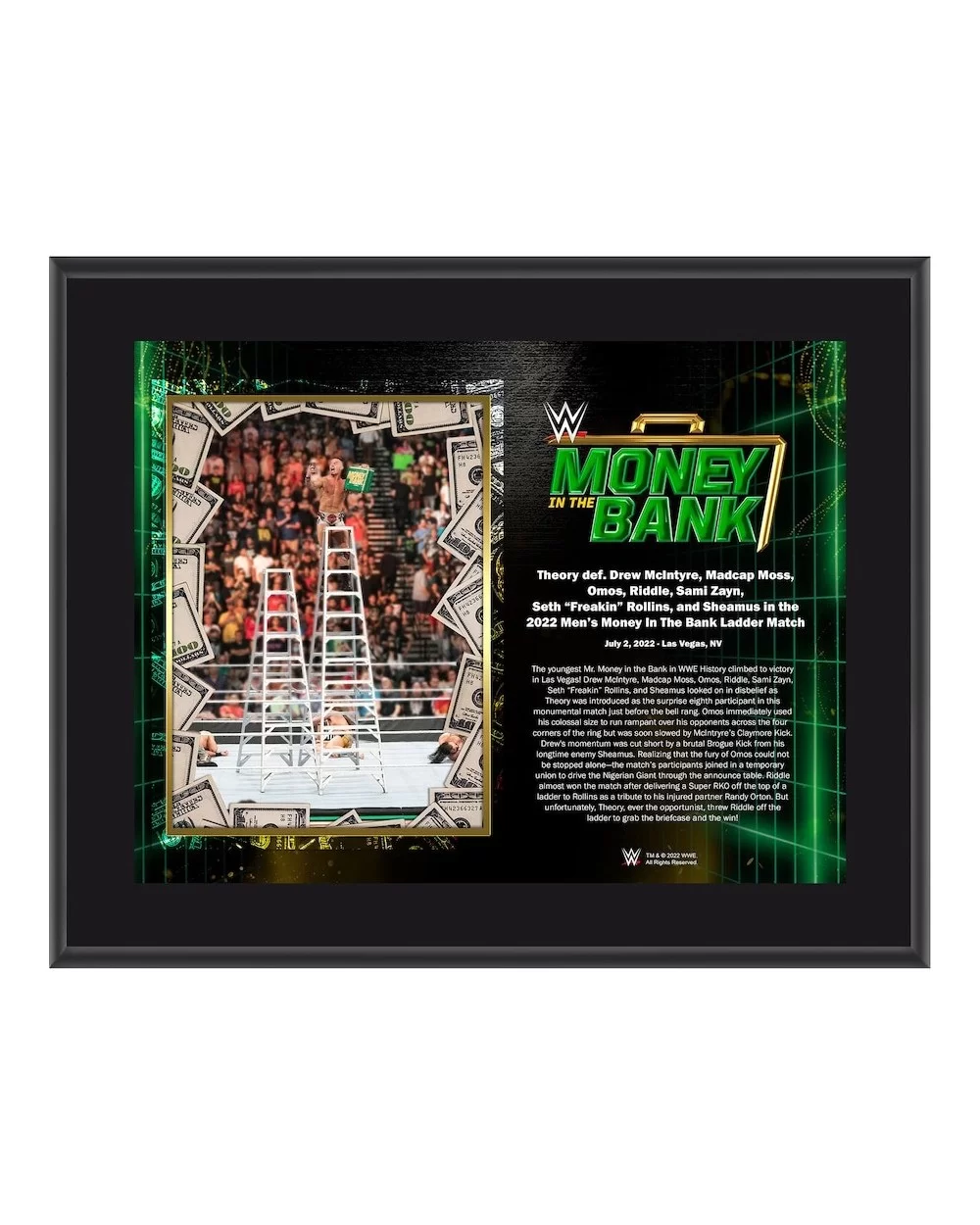 Theory Framed 10.5" x 13" 2022 Money in the Bank Sublimated Plaque $9.12 Home & Office