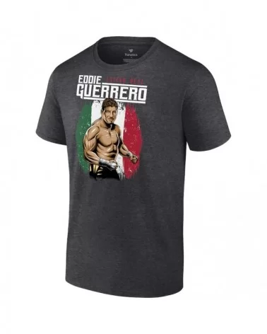 Men's Charcoal Eddie Guerrero Latino Heat Portrait T-Shirt $7.68 T-Shirts