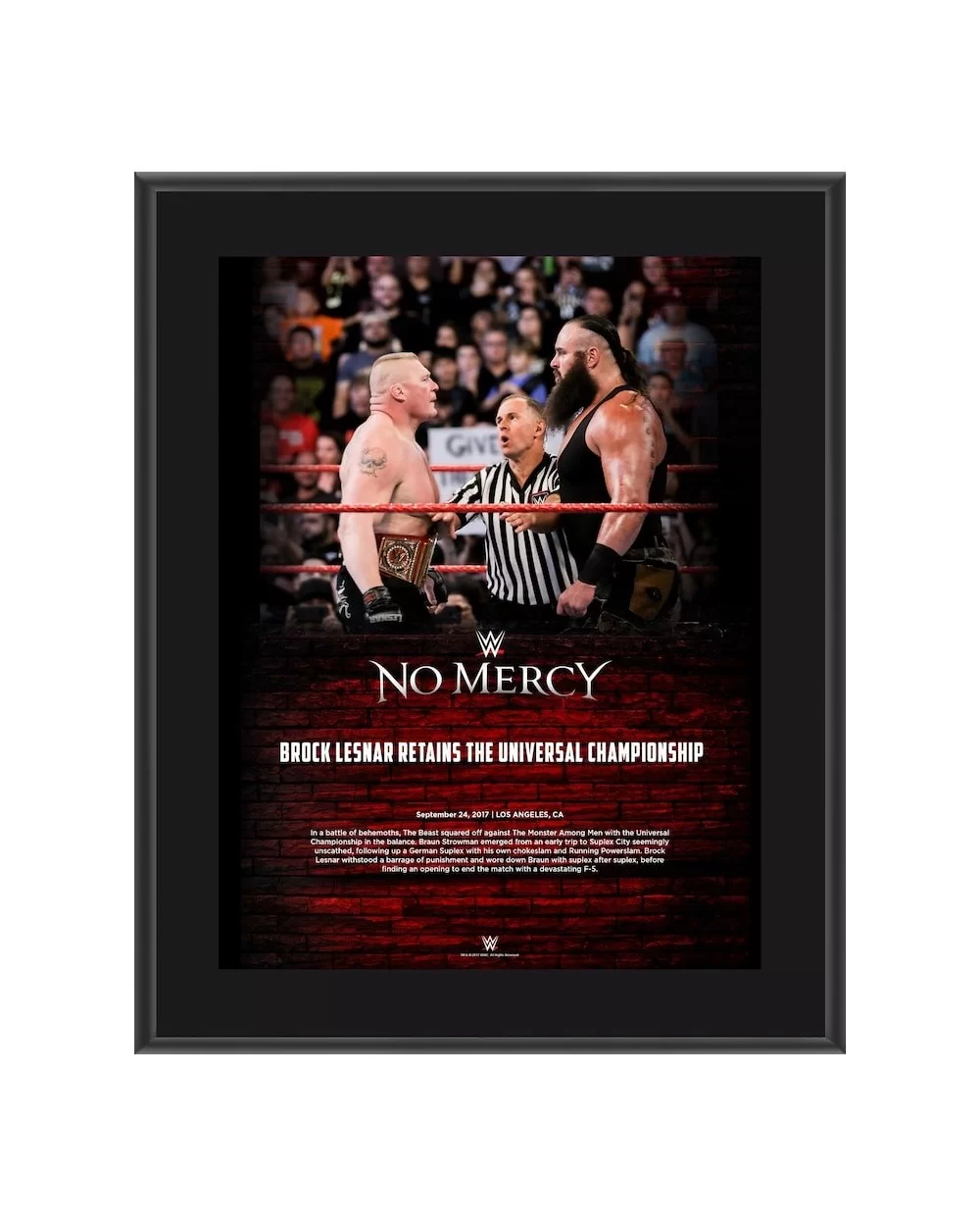 Brock Lesnar 10.5" x 13" 2017 No Mercy Sublimated Plaque $11.28 Collectibles
