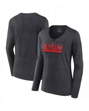 Women's Fanatics Branded Charcoal The Bloodline We The Ones V-Neck Long Sleeve T-Shirt $12.04 T-Shirts