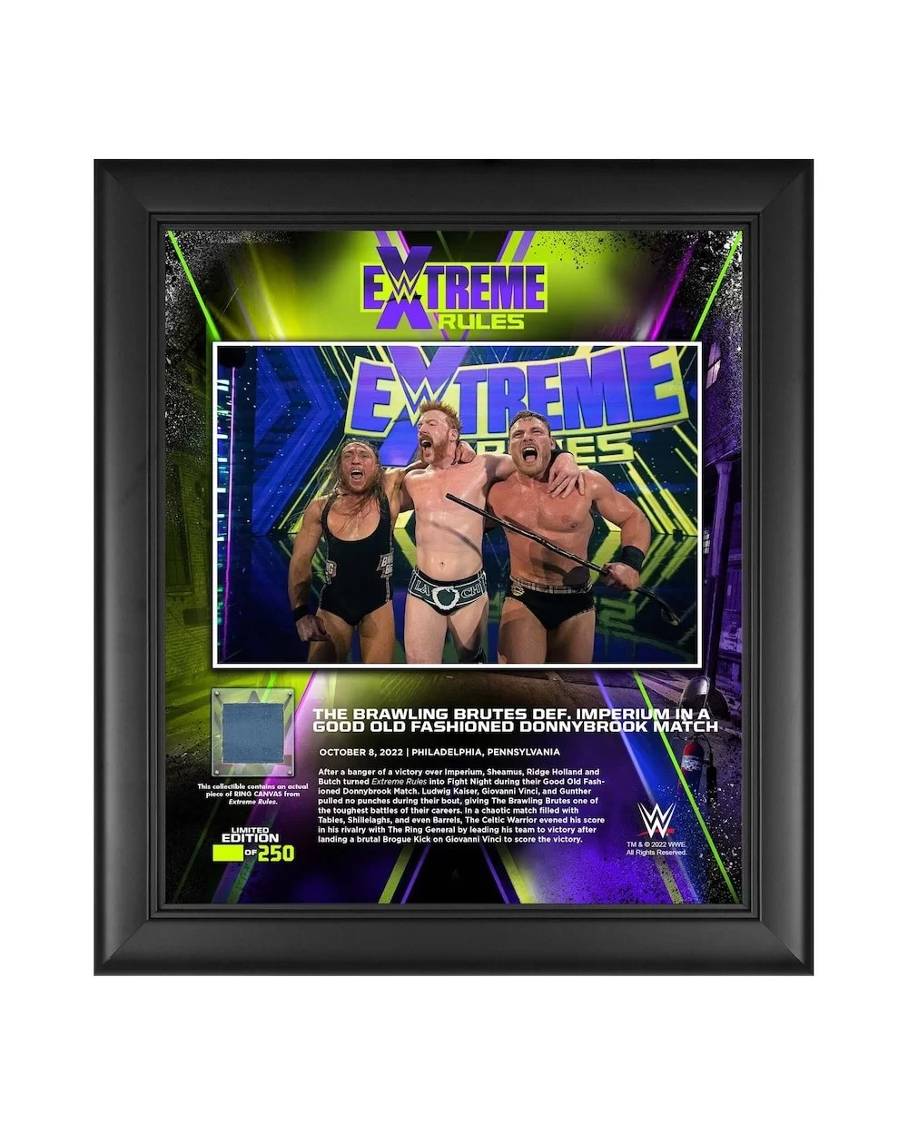 The Brawling Brutes Framed 15" x 17" 2022 Extreme Rules Collage with a Piece of Match-Used Canvas - Limited Edition of 250 $2...