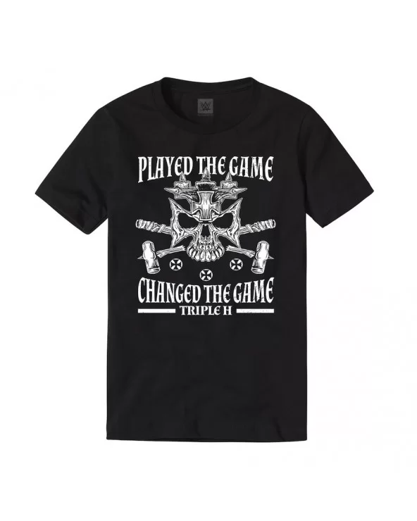 Men's Black Triple H Skull and Hammers T-Shirt $11.52 T-Shirts