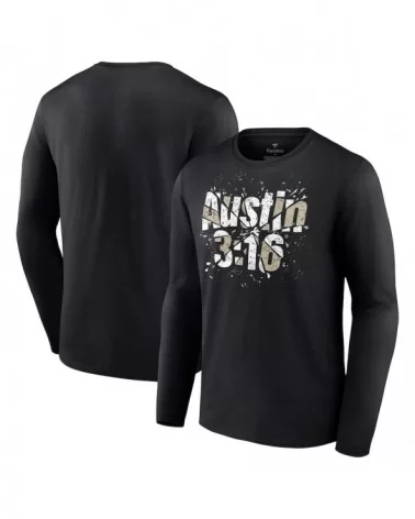 Men's Fanatics Branded Black "Stone Cold" Steve Austin 3:16 Shattered Long Sleeve T-Shirt $9.24 T-Shirts