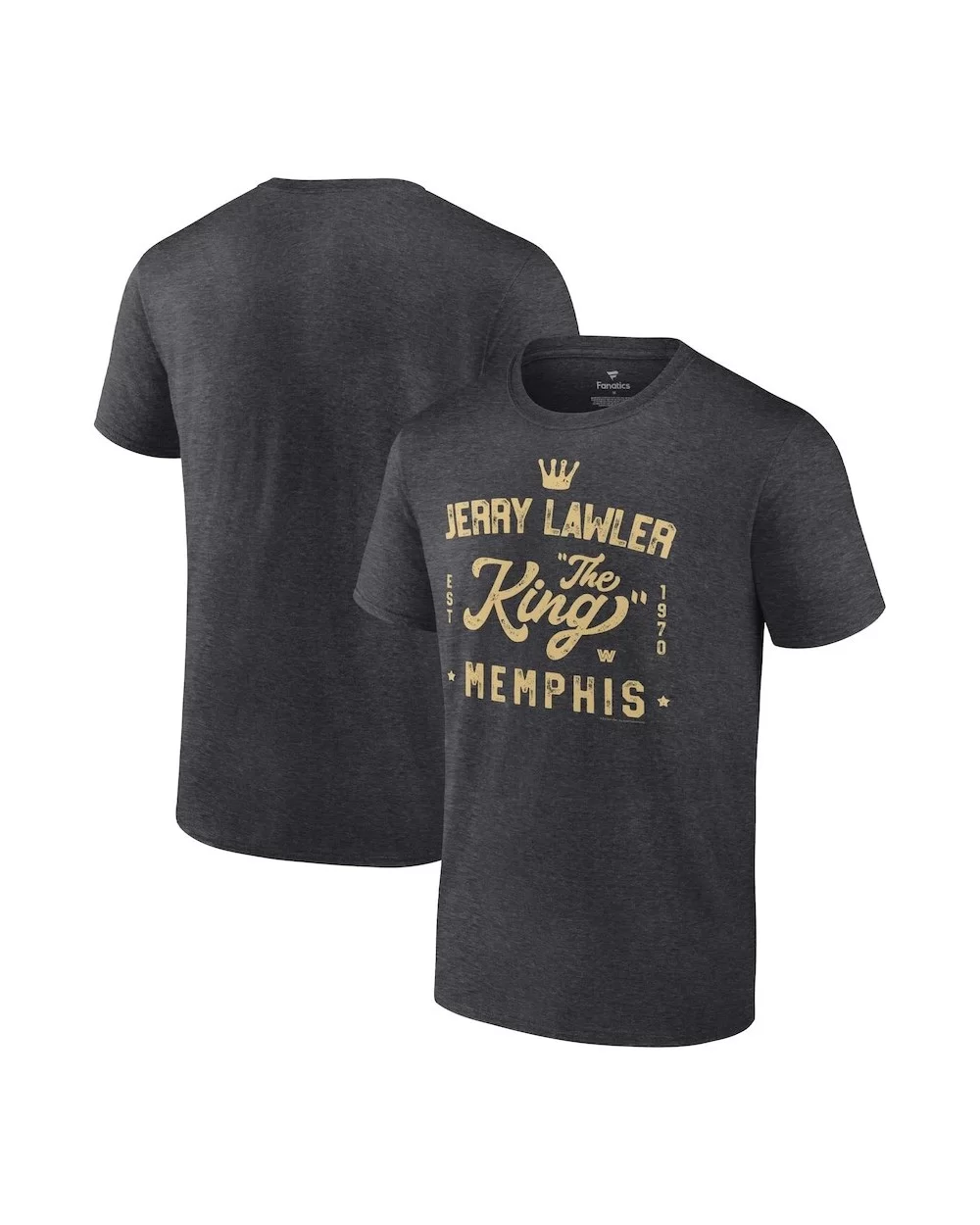 Men's Fanatics Branded Charcoal Jerry Lawler King of Memphis T-Shirt $9.60 T-Shirts