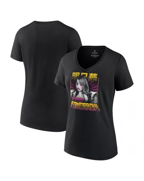 Women's Fanatics Branded Black Asuka Fear Tomorrow V-Neck T-Shirt $11.04 T-Shirts