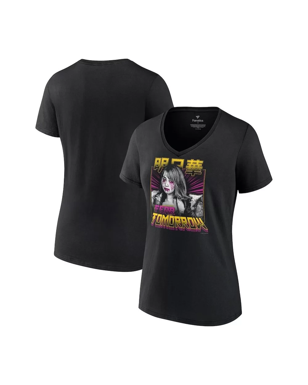 Women's Fanatics Branded Black Asuka Fear Tomorrow V-Neck T-Shirt $11.04 T-Shirts
