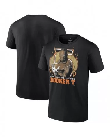 Men's Fanatics Branded Black Booker T 5 Time T-Shirt $11.04 T-Shirts