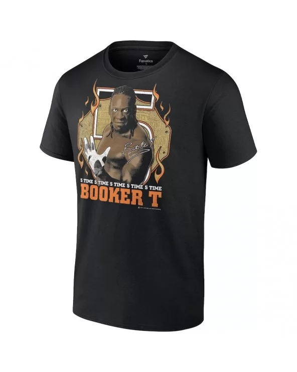 Men's Fanatics Branded Black Booker T 5 Time T-Shirt $11.04 T-Shirts