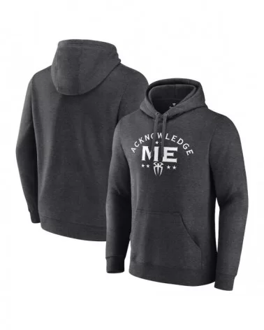 Men's Charcoal Roman Reigns Logo Acknowledge Me Pullover Hoodie $12.80 Apparel