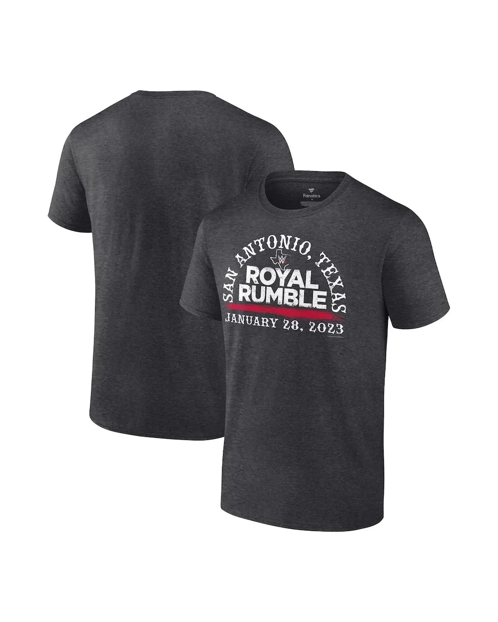 Men's Fanatics Branded Charcoal Royal Rumble 2023 Arch T-Shirt $11.28 T-Shirts
