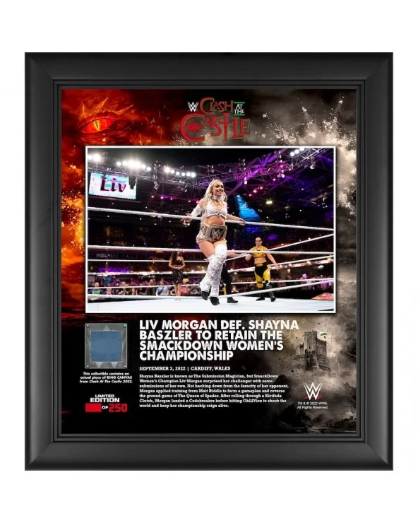 Liv Morgan WWE Framed 15" x 17" 2022 Clash at the Castle Collage with a Piece of Match-Used Canvas - Limited Edition of 250 $...