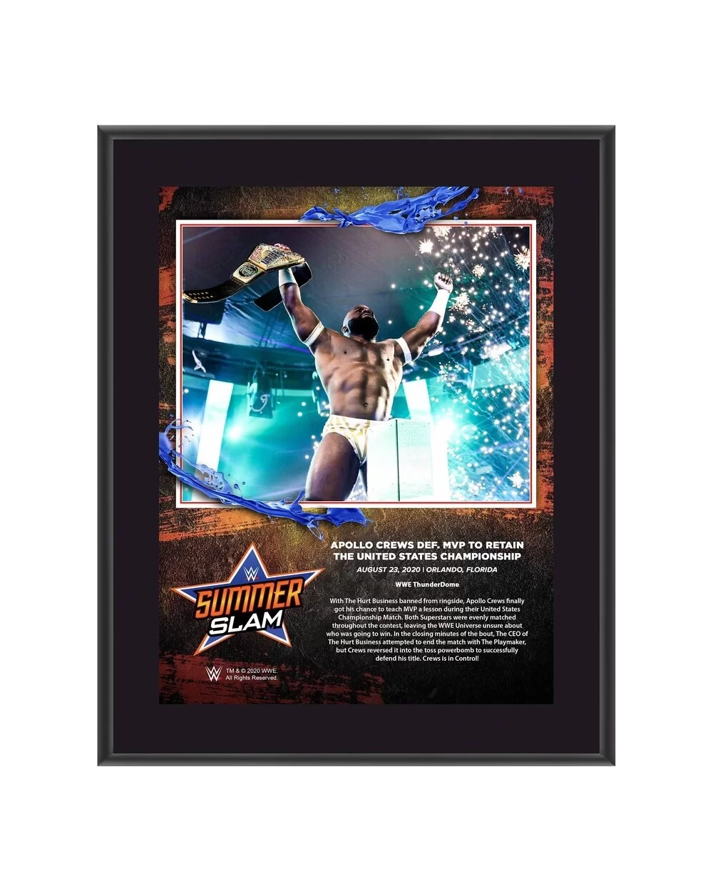 Apollo Crews Framed 10.5" x 13" 2020 SummerSlam Sublimated Plaque $10.32 Home & Office
