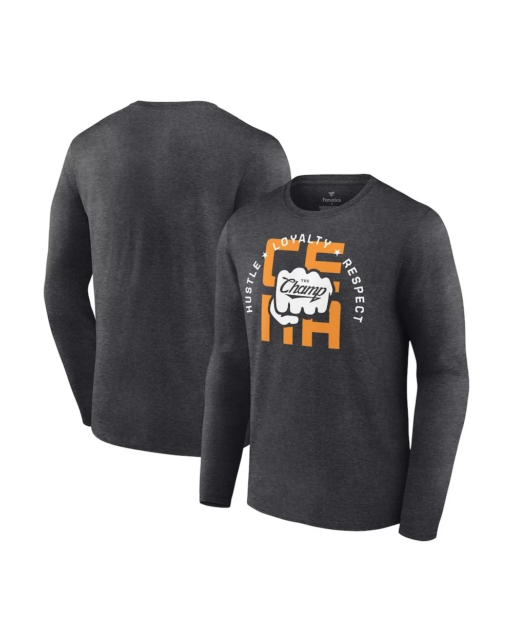 Men's Fanatics Branded Charcoal John Cena The Champ Long Sleeve T-Shirt $12.32 T-Shirts