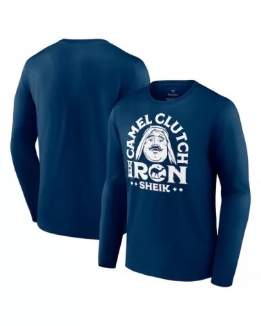 Men's Fanatics Branded Navy The Iron Sheik Camel Clutch Illustrated Long Sleeve T-Shirt $10.92 T-Shirts