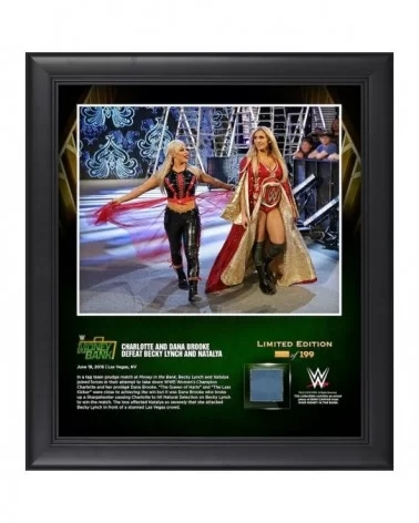 Charlotte Flair & Dana Brooke Framed 15" x 17" 2016 Money In The Bank Collage with a Piece of Match-Used Canvas - Limited Edi...