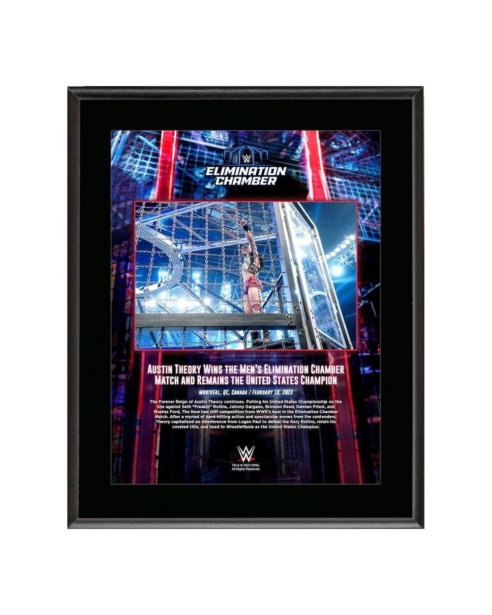 Austin Theory WWE 10.5" x 13" Elimination Chamber Sublimated Plaque $7.44 Home & Office